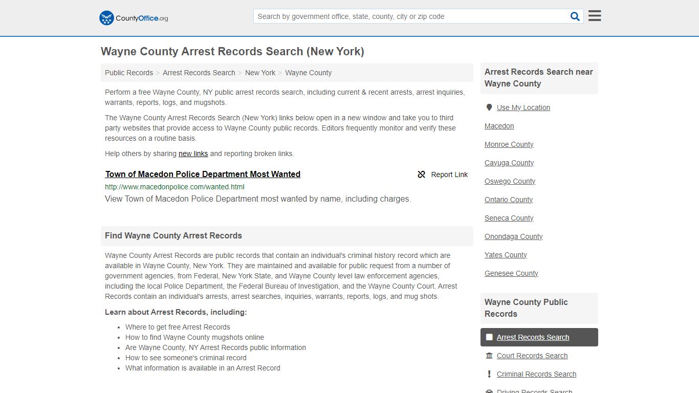 Arrest Records Search - Wayne County, NY (Arrests & Mugshots)