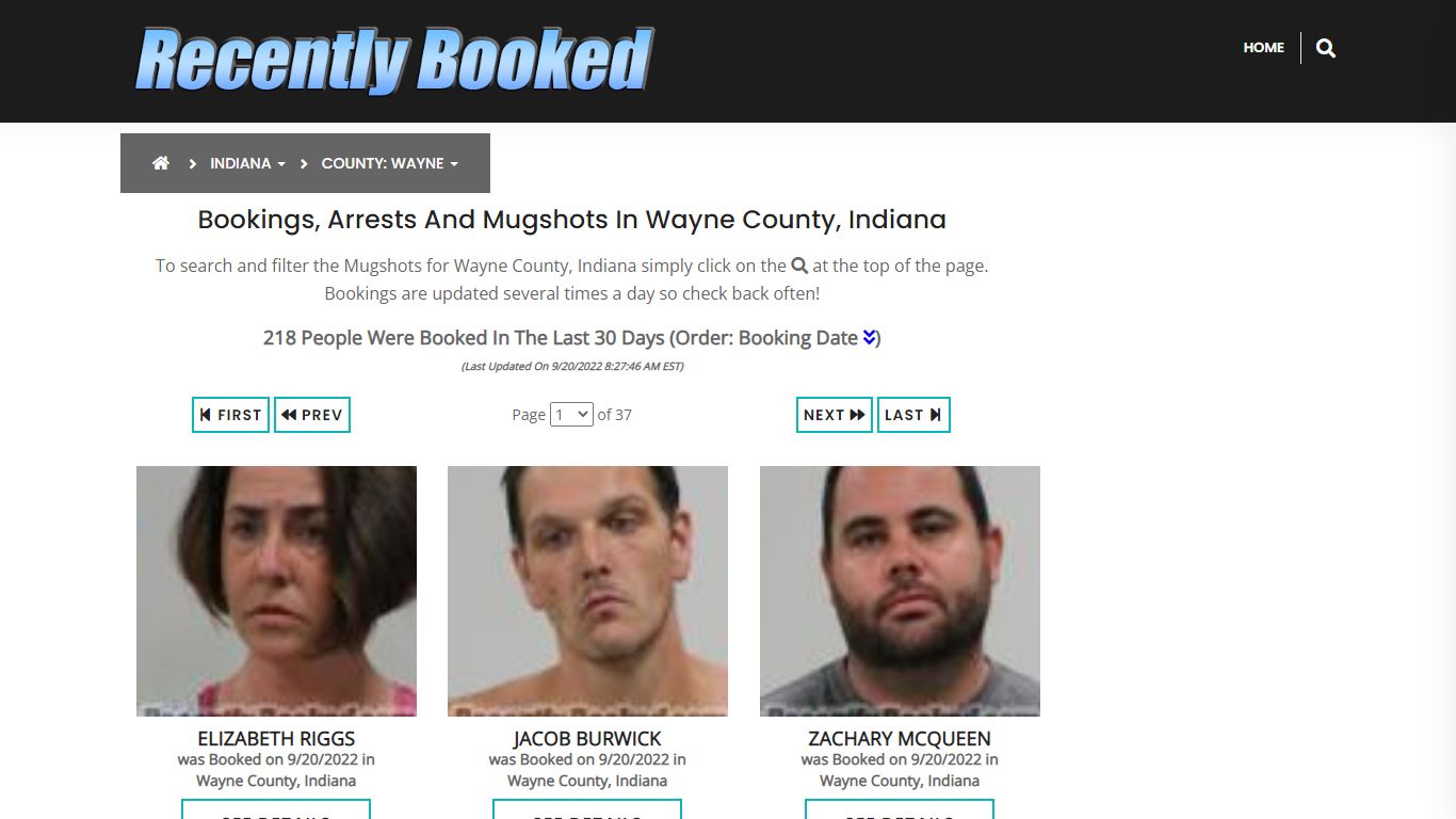 Recent bookings, Arrests, Mugshots in Wayne County, Indiana